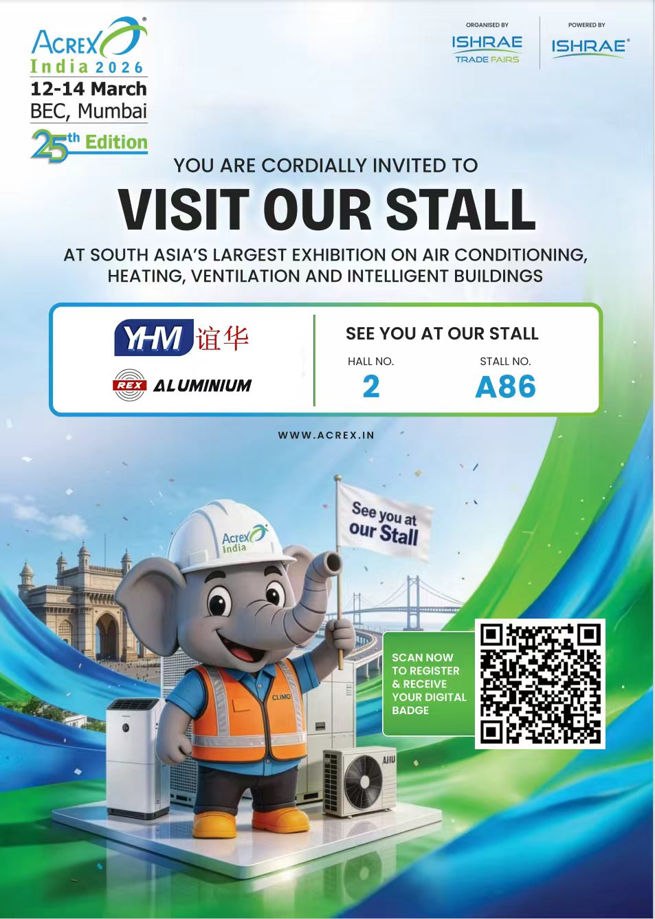 YHM & REX алюминий прибывает в ACREX India 2026!